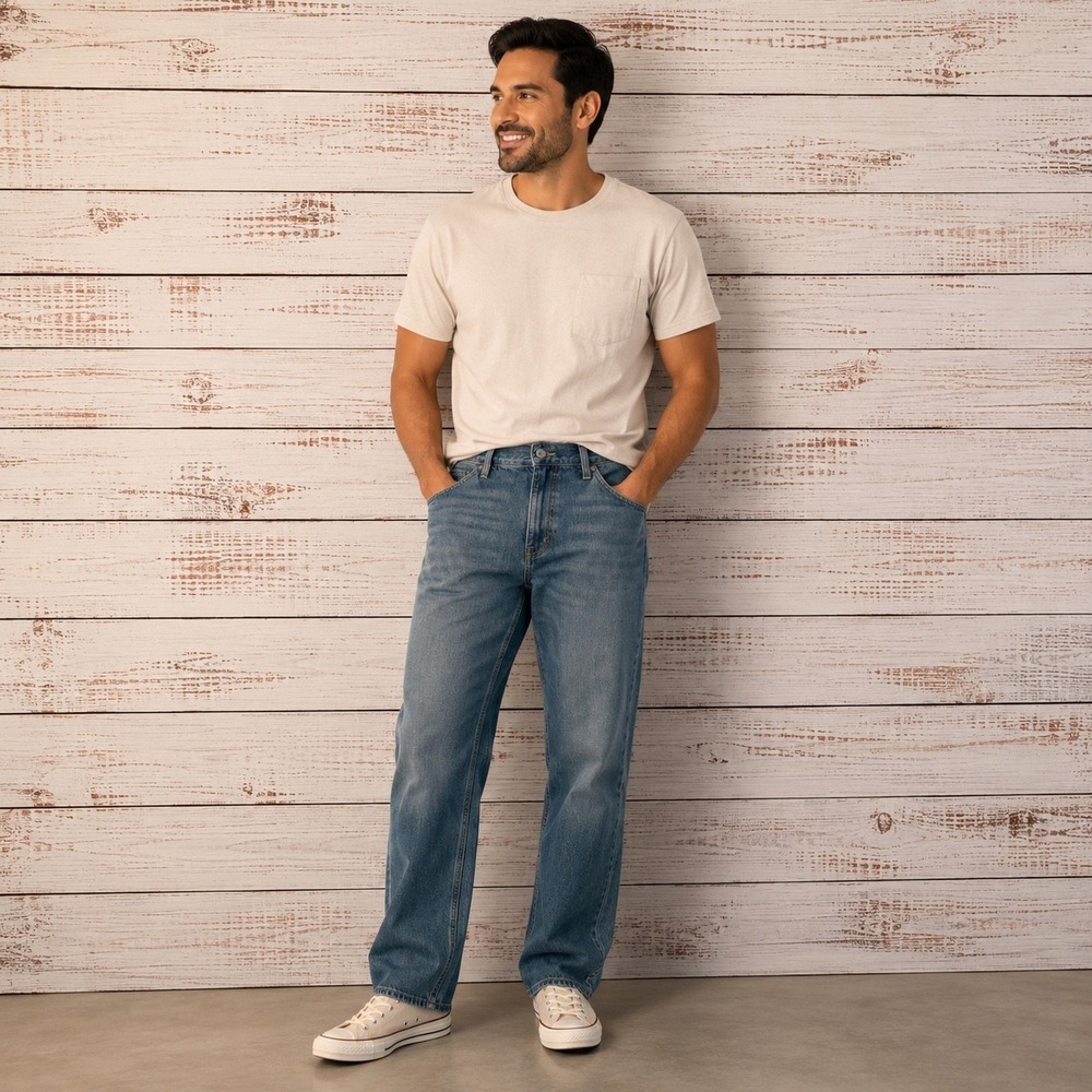 Old Navy 90s Baggy Jeans Mens 32x30 Blue Medium Wash Cotton Relaxed Straight Leg